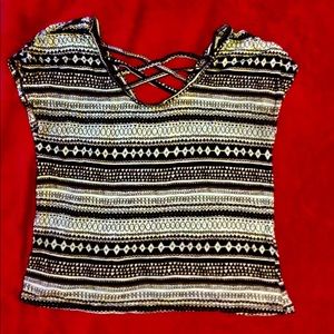 Aztec/Tribal inspired print, teal top